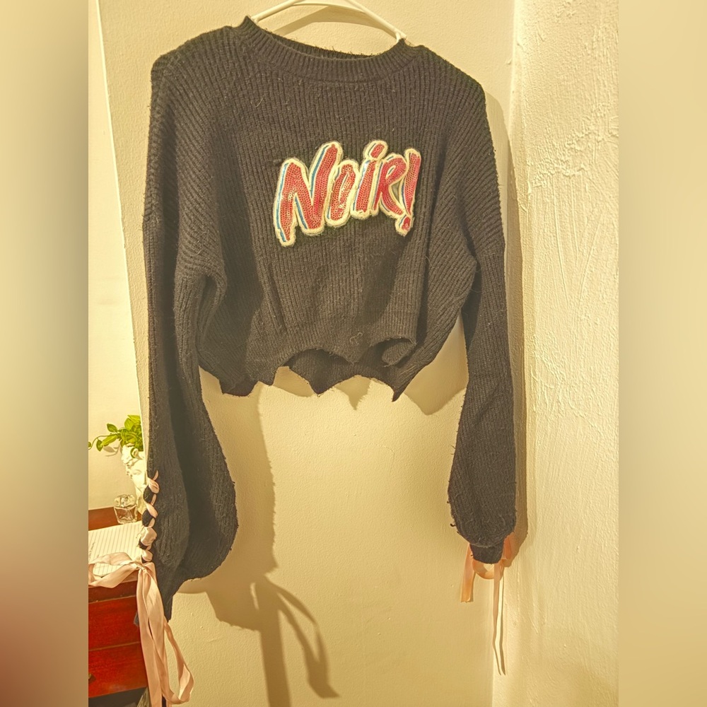 Black Sweater with 'Noir!' Graphic